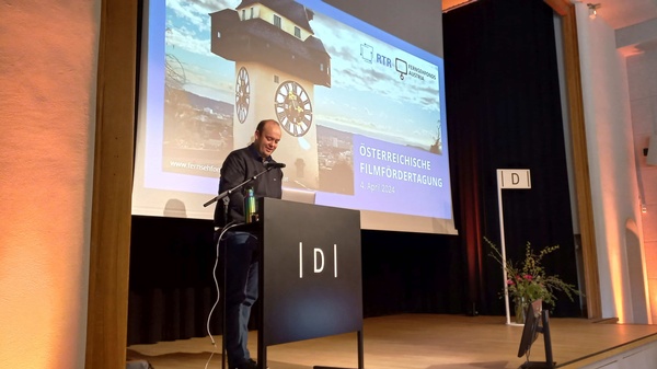 Fabian Schmidt, Geschäftsführer von DIE FILMAGENTUR, bei der Österreichischen Filmfördertagung 2024